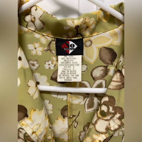 Vintage 90s No Boundaries Green Floral Dress Size 5 - Picture 2 of 6